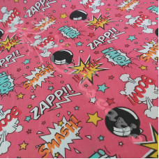 Zapp!, Pow!, Boom on Pink PolyCotton